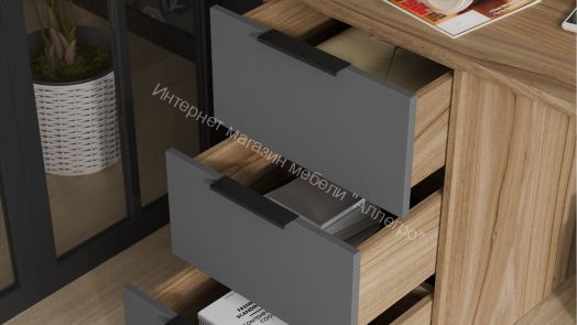 Стол письменный с тумбой универсальной «Порто» - СМ-393.15.011 Яблоня Беллуно, Графит софт