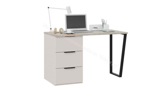 Стол письменный с тумбой универсальной «Порто» - СМ-393.15.011 Кашемир матовый, Баттл Рок, Кашемир сатин