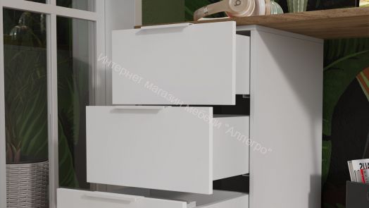 Стол письменный с тумбой универсальной «Порто» - СМ-393.15.011 Кашемир матовый, Баттл Рок, Кашемир сатин