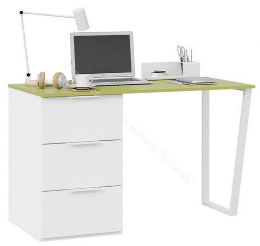 Стол письменный с тумбой универсальной «Порто» - СМ-393.15.011 Белый, Зеленый