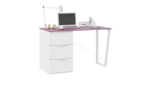 Стол письменный с тумбой универсальной «Порто» - СМ-393.15.011 Белый, Фиолетовый