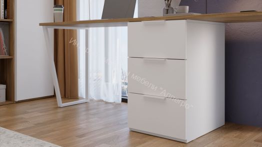 Комплект столов письменных с 1 тумбой универсальной «Порто» - СМ-393.15.013 Белый Жемчуг, Яблоня Беллуно, Белый софт