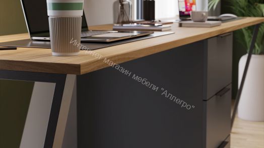 Комплект столов письменных с 1 тумбой универсальной «Порто» - СМ-393.15.013 Яблоня Беллуно, Графит софт