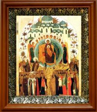 Икона О Тебе Радуется в киоте с басмой Виноградная Лоза (UV-печать)(30697)