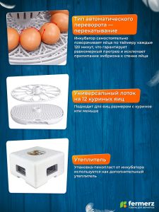 Инкубатор автоматический Эйч-эйч-ди (HHD)12 на 12 яиц автоматический переворот, цифровой дисплей