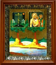 Оковецкая икона Божьей Матери в киоте с басмой Виноградная Лоза (UV-печать)(30703)