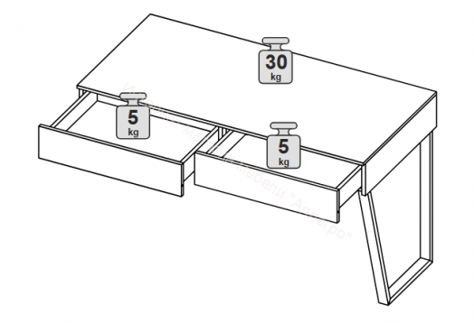 Стол письменный с ящиками «Порто» - ТД-393.15.02 Графит, Яблоня Беллуно