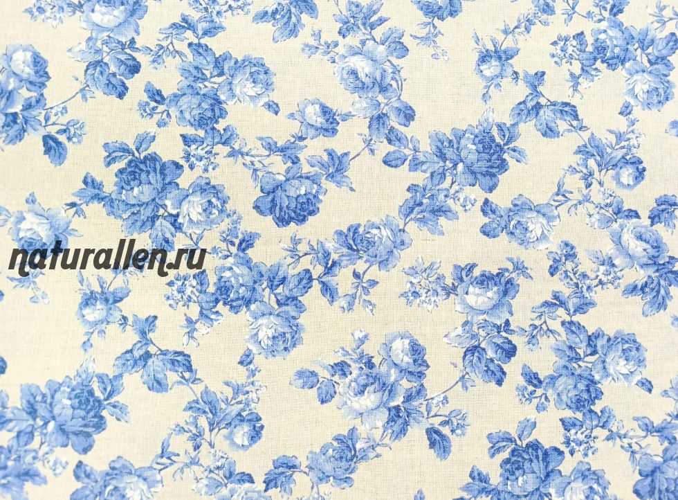 Наволочка "Голубые цветы" 40*60, лен