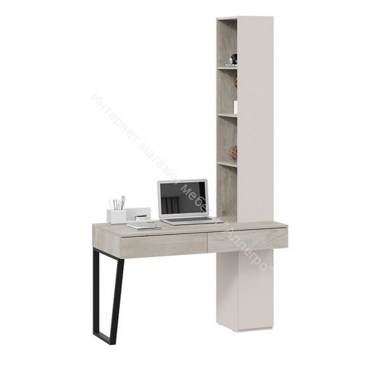 Стол письменный (366/580) со шкафом комбинированным (настольным) «Порто» - СМ-393.15.012 Кашемир матовый, Баттл Рок, Кашемир сатин