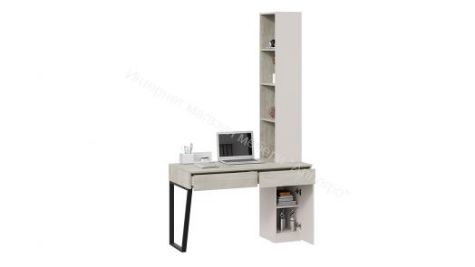 Стол письменный (366/580) со шкафом комбинированным (настольным) «Порто» - СМ-393.15.012 Кашемир матовый, Баттл Рок, Кашемир сатин