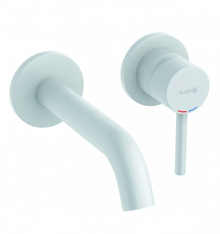 Смеситель для раковины KLUDI BOZZ WHITE настенный встраиваемый внешняя часть, белый матовый 382445376