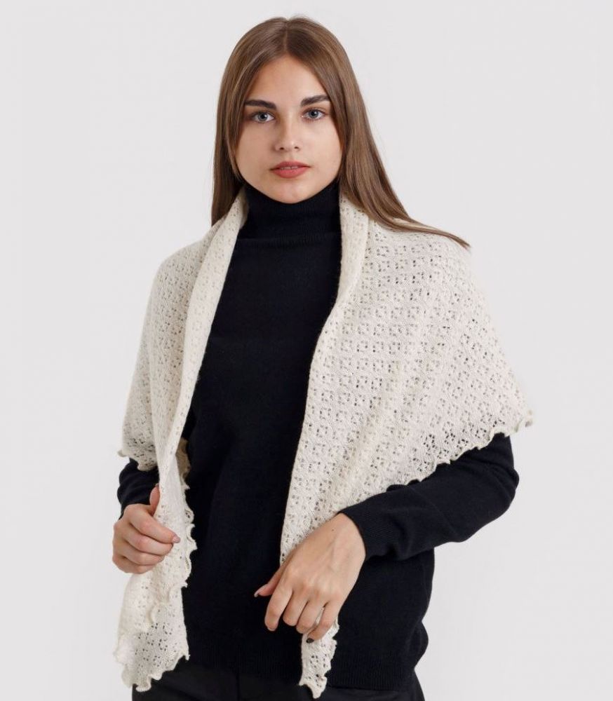 Платок из 100% монгольской шерсти 100*100 см [Бежевый]