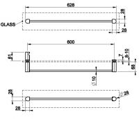 Держатель полотенец на стекло Gessi Rilievo 59566 62,8х6,8 схема 2 Держатель полотенец на стекло Gessi Rilievo 59566 62,8х6,8 схема 2