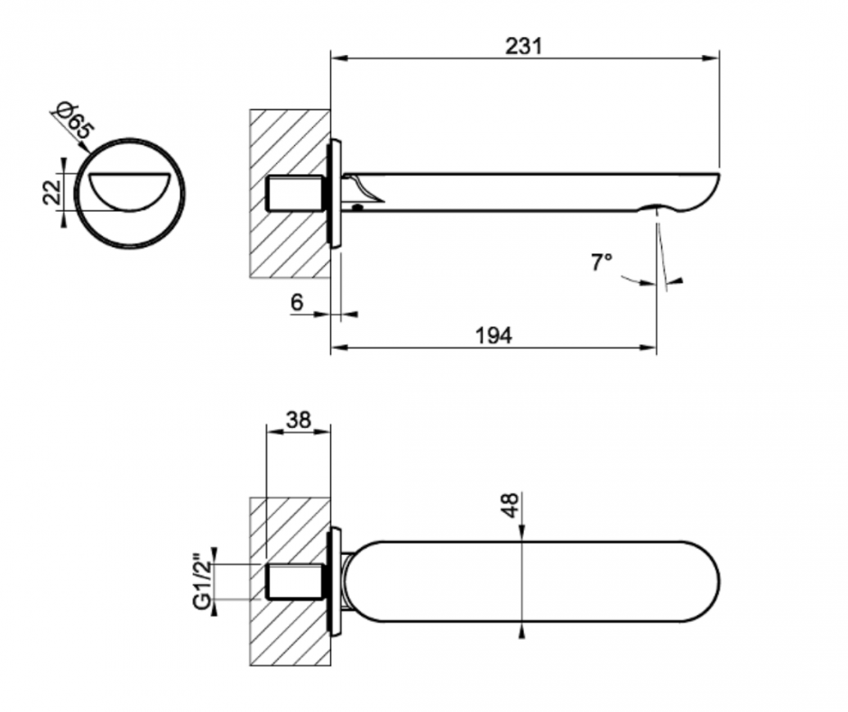 Излив Gessi Perle 74041 настенный для ванны ФОТО