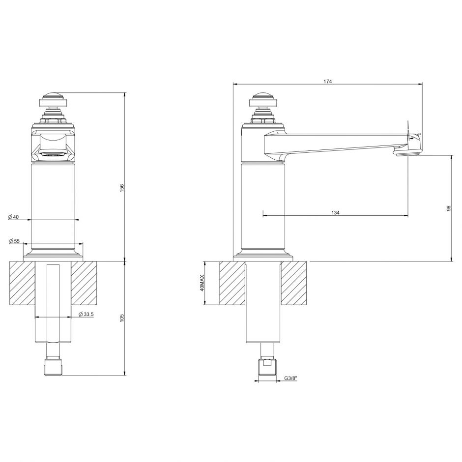 Отдельностоящий излив для раковины или ванны Gessi Venti20 65023 ФОТО
