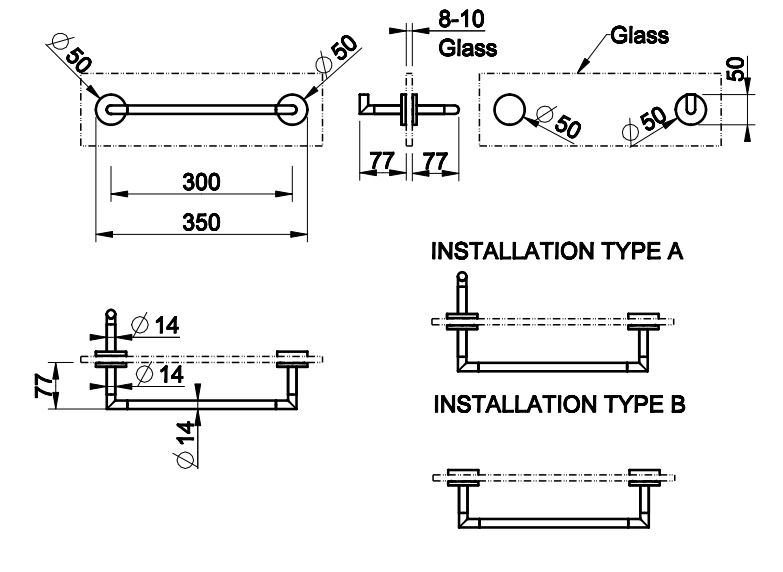 Полотенцедержатель с креплением на стекло Gessi Anello 63824 35х7,7 ФОТО