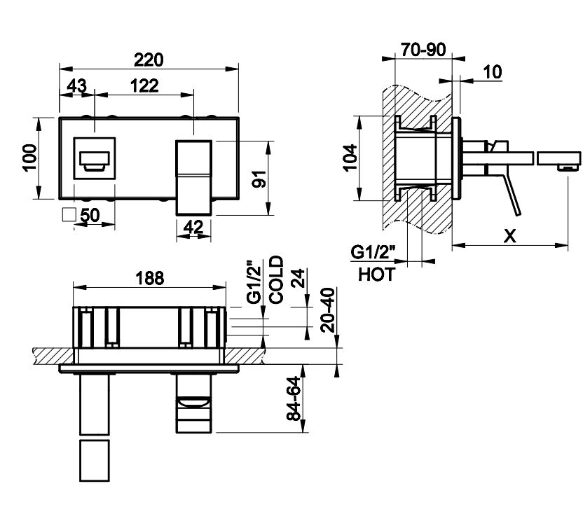 Смеситель Gessi Rettangolo K для раковины 53084 ФОТО