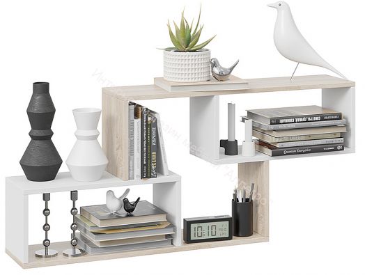 Полка настенная тип 4 Дуб Сонома, Белый (поры дерева)