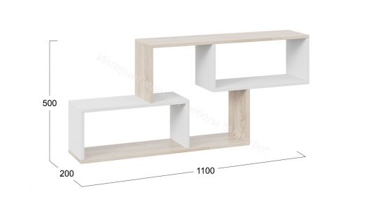 Полка настенная тип 4 Дуб Сонома, Белый (поры дерева)