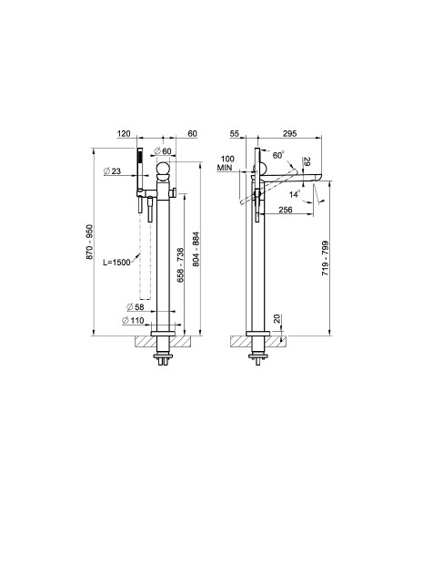 Смеситель для ванны Gessi Perle 74629 напольный с ручным душем и переключателем с вентилем из муранского стекла Pulegoso ФОТО