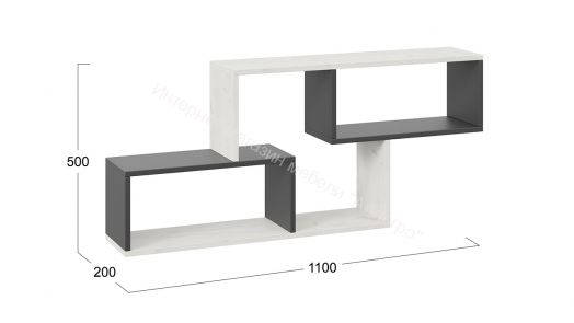 Полка настенная тип 4 Антрацит, Дуб Крафт белый