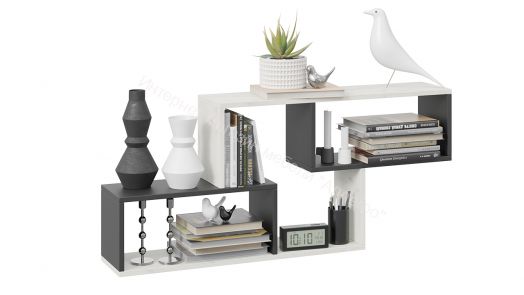 Полка настенная тип 4 Антрацит, Дуб Крафт белый