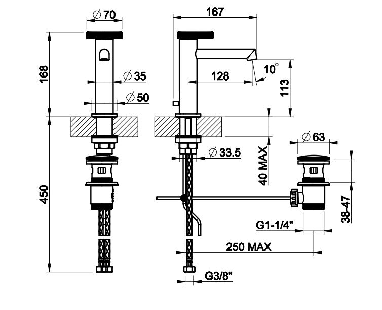 Смеситель для раковины Gessi Anello 63301 с донным клапаном ФОТО