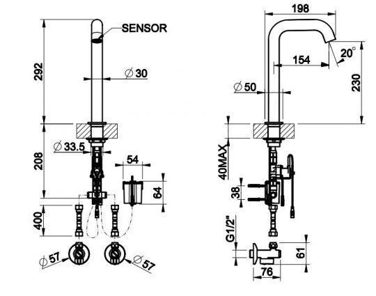 Смеситель для раковины Gessi Cesello 54480 схема 2