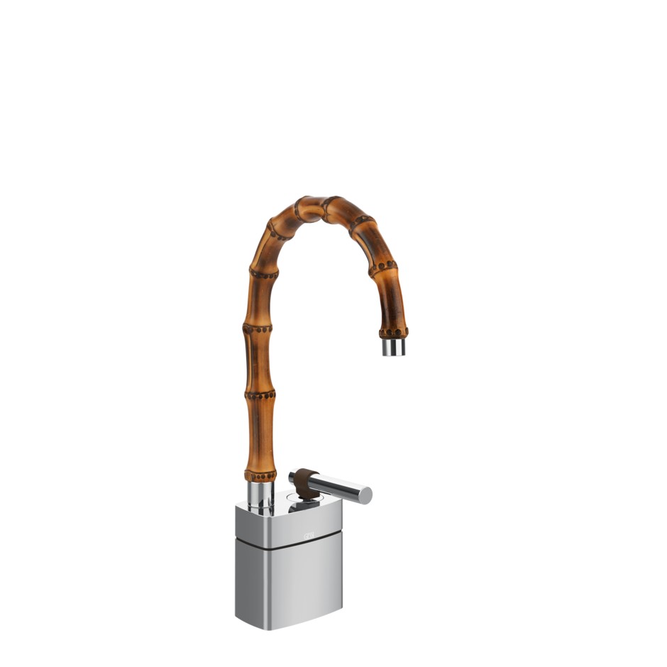 Изображение Смеситель для раковины Gessi Jacqueline 77027 средний с низким поворотным изливом и металлическим вентилем