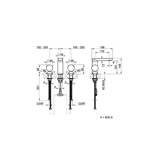 Смеситель для раковины Gessi Perle 74025 с вентилями-сферами из металла и муранского стекла Sfaccettato ФОТО