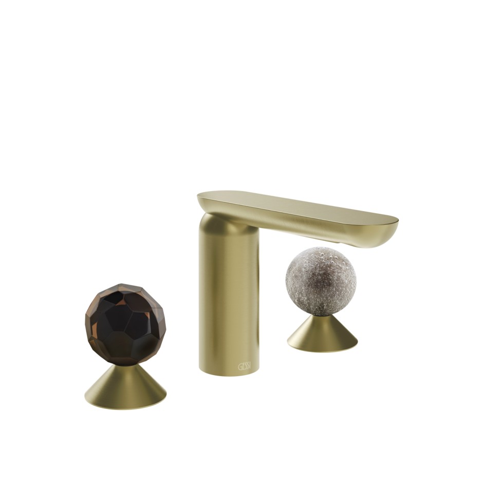 Смеситель для раковины Gessi Perle 74265 без донного клапана с вентилями-сферами из муранского стекла Sfaccettato и Pulegoso ФОТО
