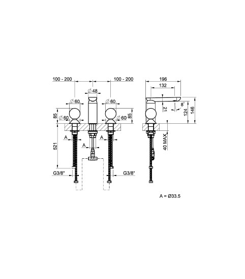 Смеситель для раковины Gessi Perle 74335 без донного клапана с вентилями-сферами из камня Onyx Cola ФОТО