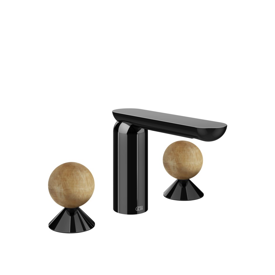 Смеситель для раковины Gessi Perle 74335 без донного клапана с вентилями-сферами из камня Onyx Cola ФОТО