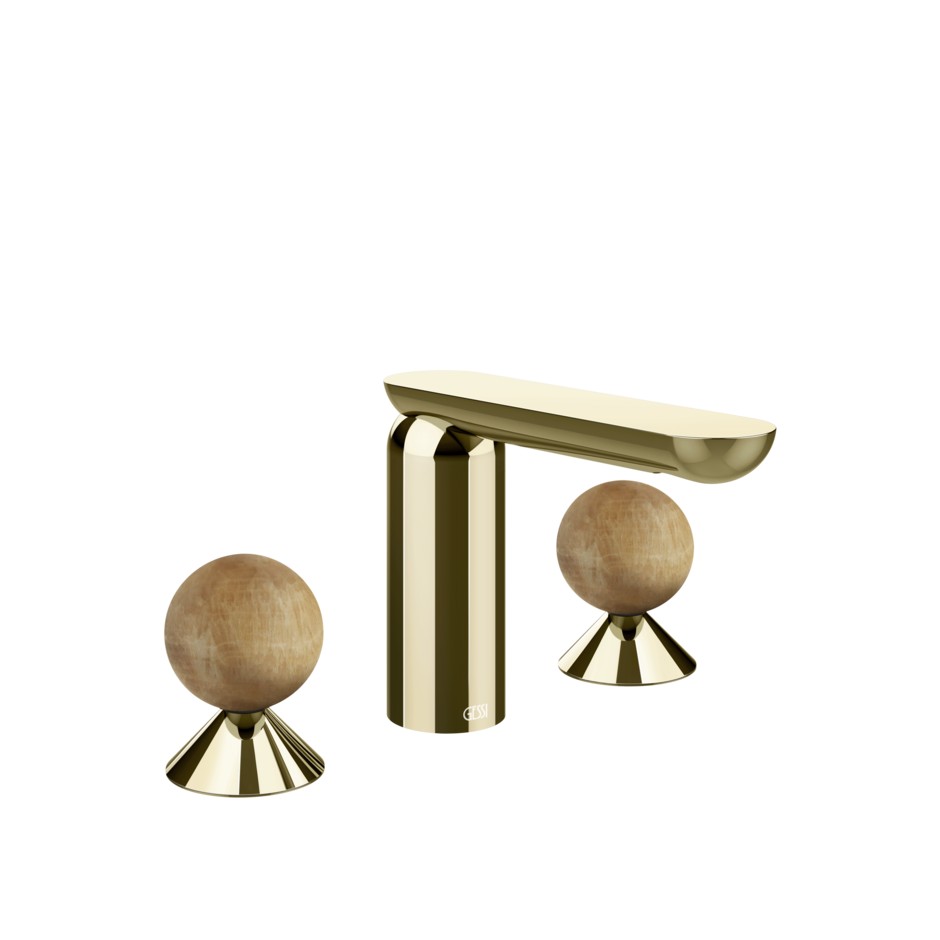 Смеситель для раковины Gessi Perle 74335 без донного клапана с вентилями-сферами из камня Onyx Cola ФОТО