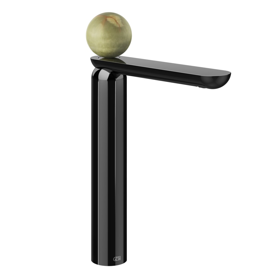Смеситель для раковины Gessi Perle 74504 высокий без донного клапана с вентилем из камня Onyx Green ФОТО