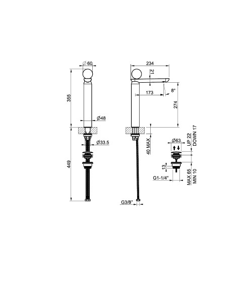 Смеситель для раковины Gessi Perle 74553 высокий с донным клапаном и вентилем из камня Onyx Green ФОТО