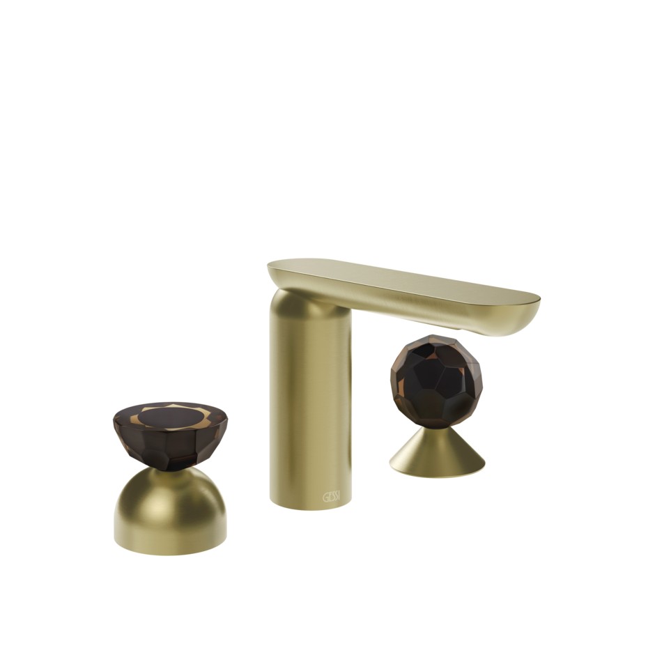 Смеситель для раковины Gessi Perle 74828 без донного клапана с вентилем-полусферой из муранского стекла Battuto и вентилем-сферой из муранского стекла Sfaccettato ФОТО