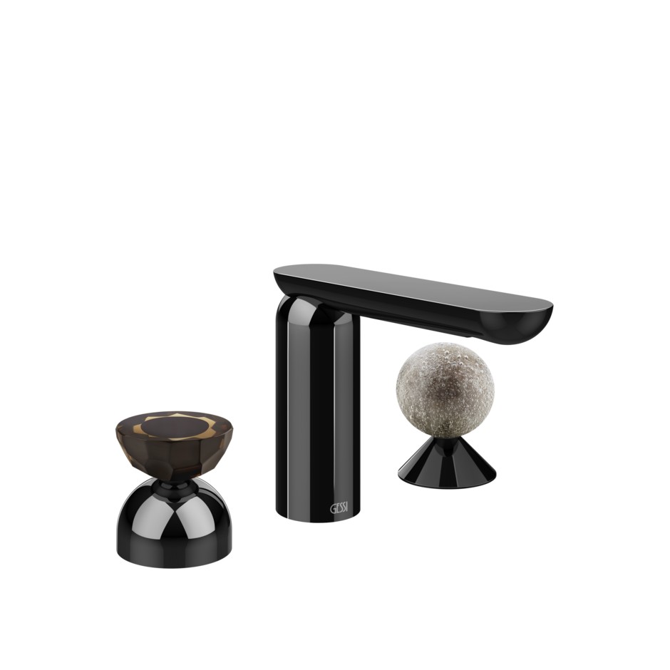 Смеситель для раковины Gessi Perle 74868 без донного клапана с вентилем-полусферой из муранского стекла Battuto и вентилем-сферой из муранского стекла Pulegoso ФОТО