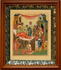 Икона Рождество Иоанна Предтечи в киоте с басмой Виноградная Лоза (UV-печать)(30801)