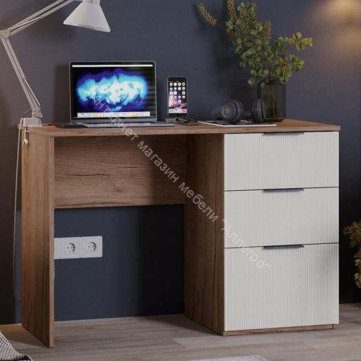 Стол письменный «Графит»Дуб Крафт Табачный, Холст Белый