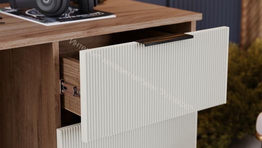 Стол письменный «Графит»Дуб Крафт Табачный, Холст Белый