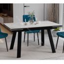 Стол обеденный «Дэкстон» тип 1 Черный муар, Керамика матовая белый мрамор