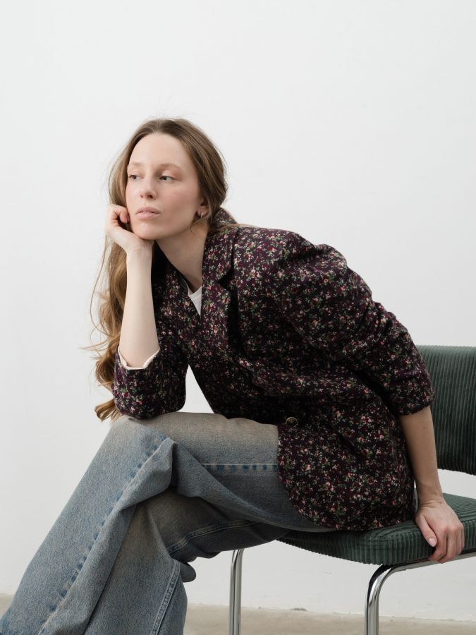 Пиджак винный в цветочек