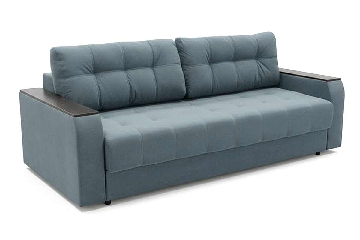 Диван прямой Мальта 2 БД Еврокнижка накладка Тёмное дерево велюр Лума (Luma) 23