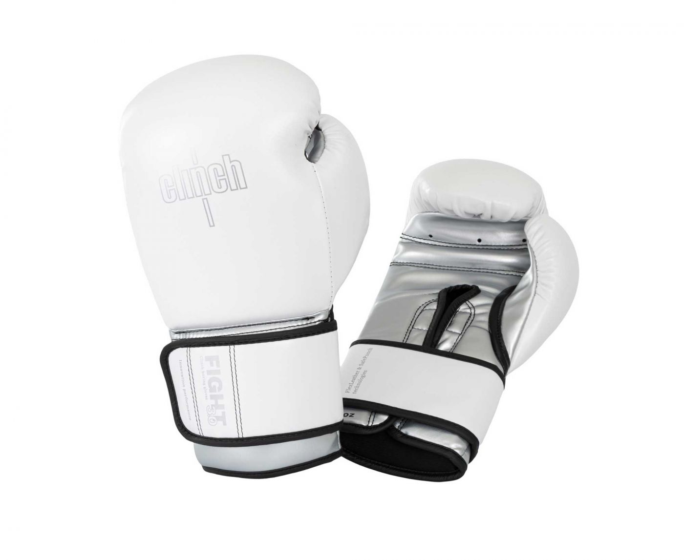 Перчатки боксерские Clinch Fight 3.0 бело-серебристые, 10 унц., артикул C187