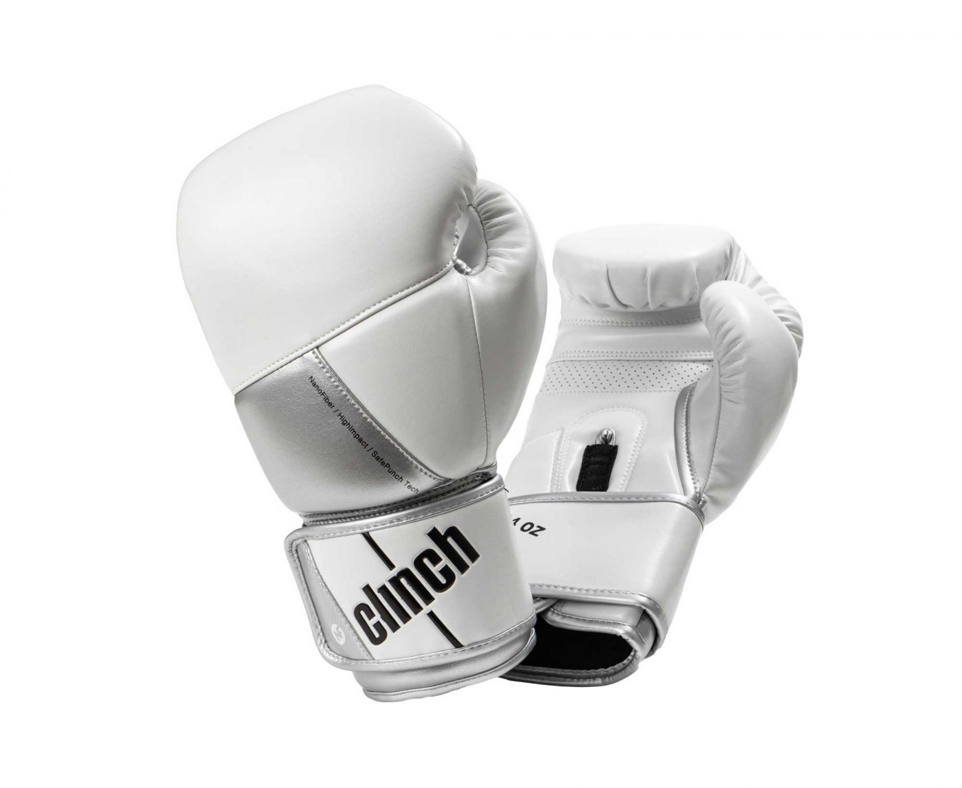 Перчатки боксерские Clinch Pro NF бело-серебристые, 16 унц., артикул C185