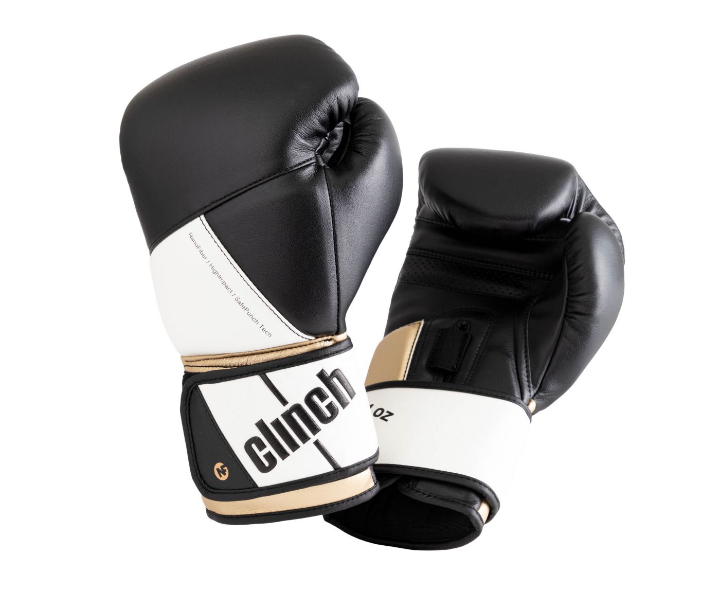Перчатки боксерские Clinch Pro NF черно-бело-золотые, 12 унц., артикул C185
