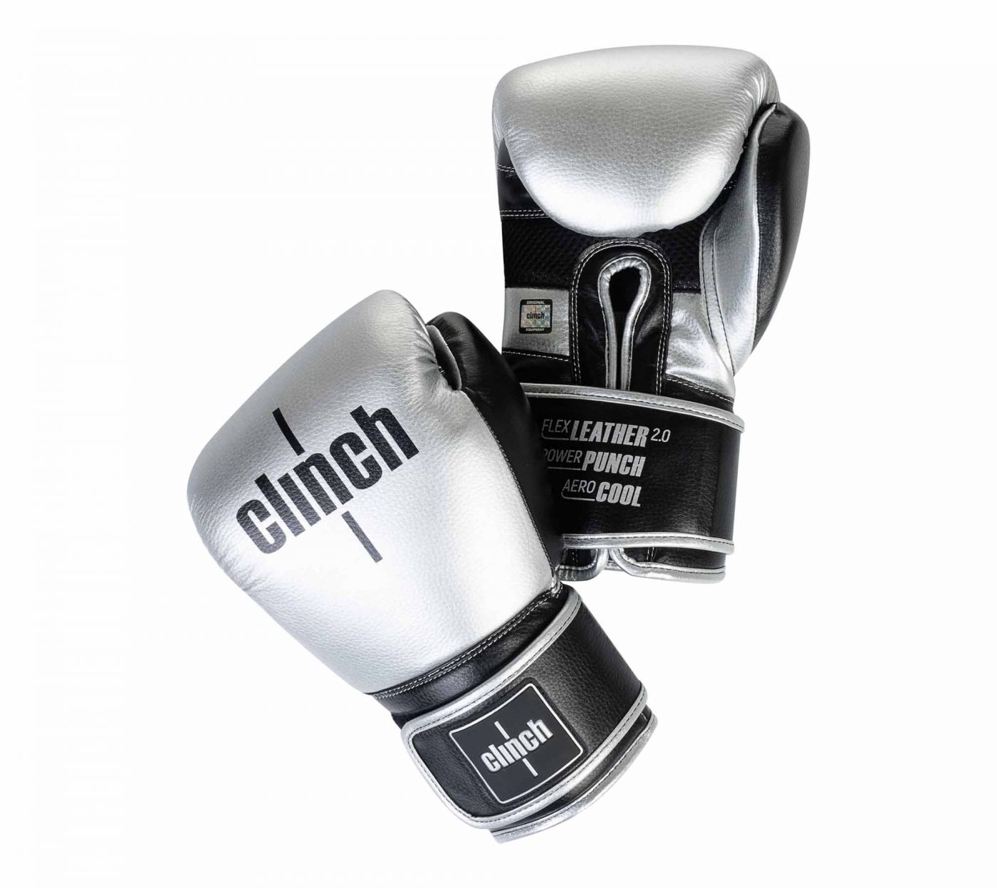 Перчатки боксерские Clinch Punch 2.0 серебристо-черные, 12 унц., артикул C141