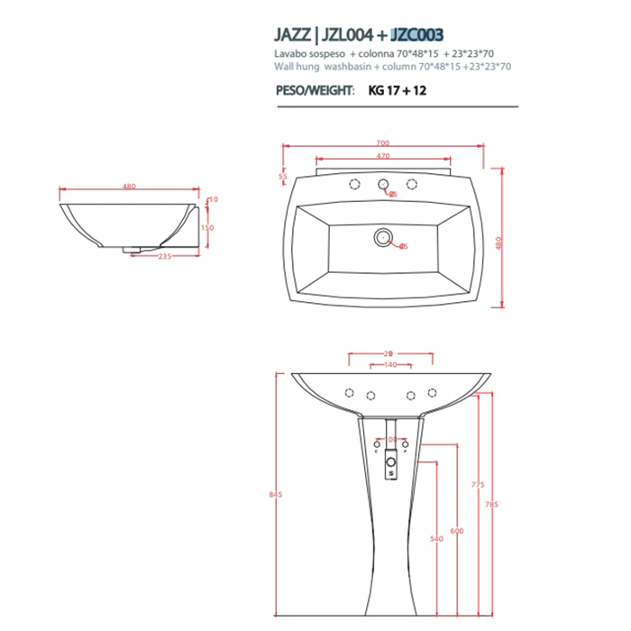 Пьедестал Artceram Jazz 230х230 мм для раковины JZC003 цвет белый ФОТО