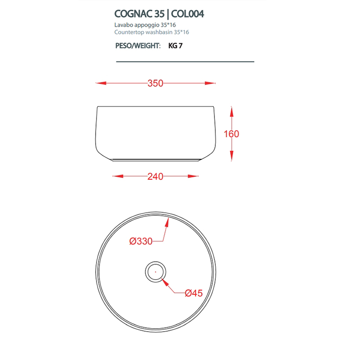 Раковина Artceram Cognac COL004 35х35 ФОТО